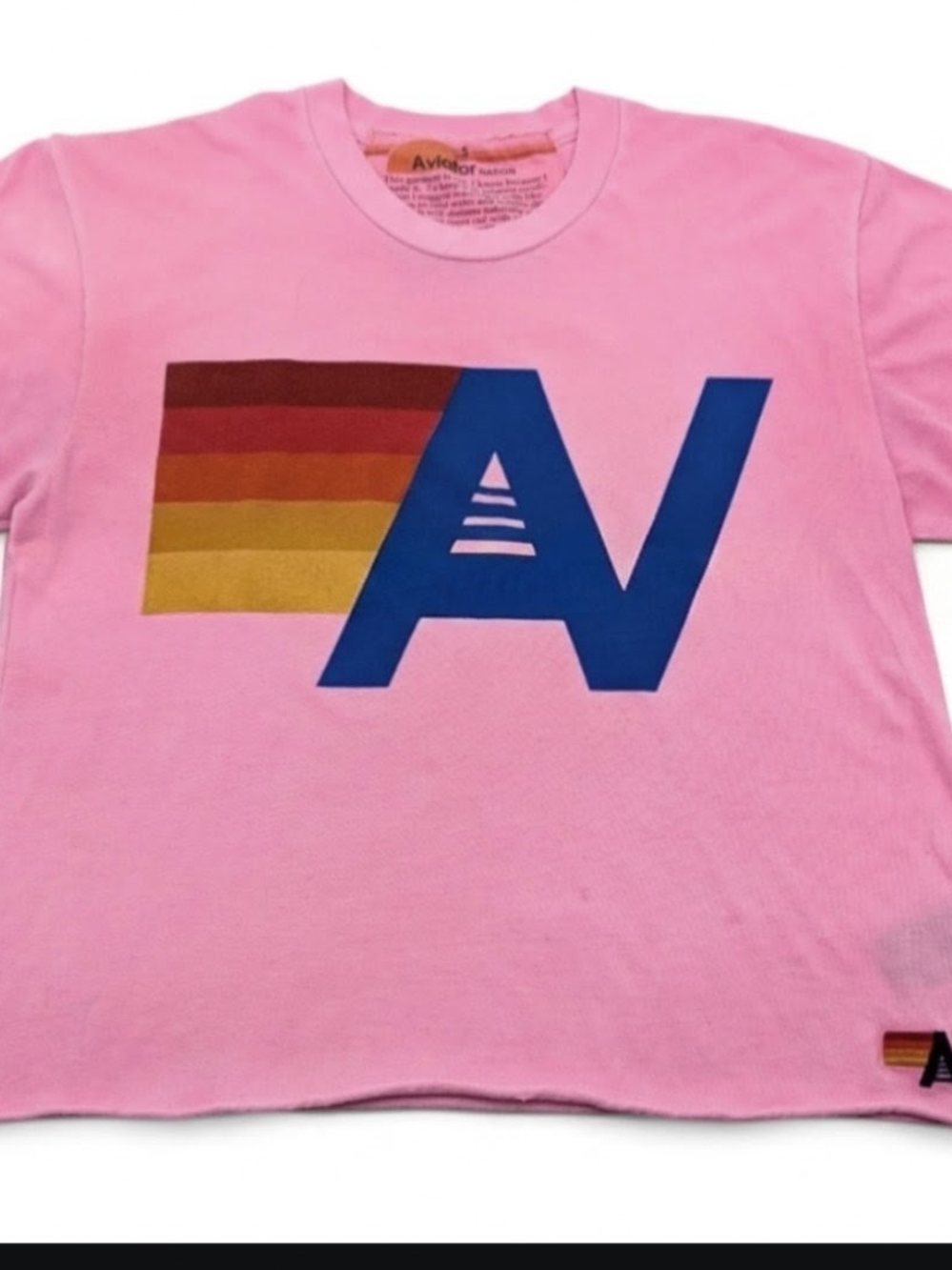 Aviator Nation Logo Boyfriend Tee Pink Small